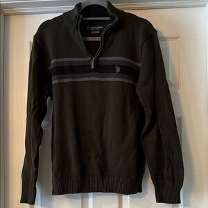 U.S. Polo Assn. Men's Dark Green Quarter Zip Sweater